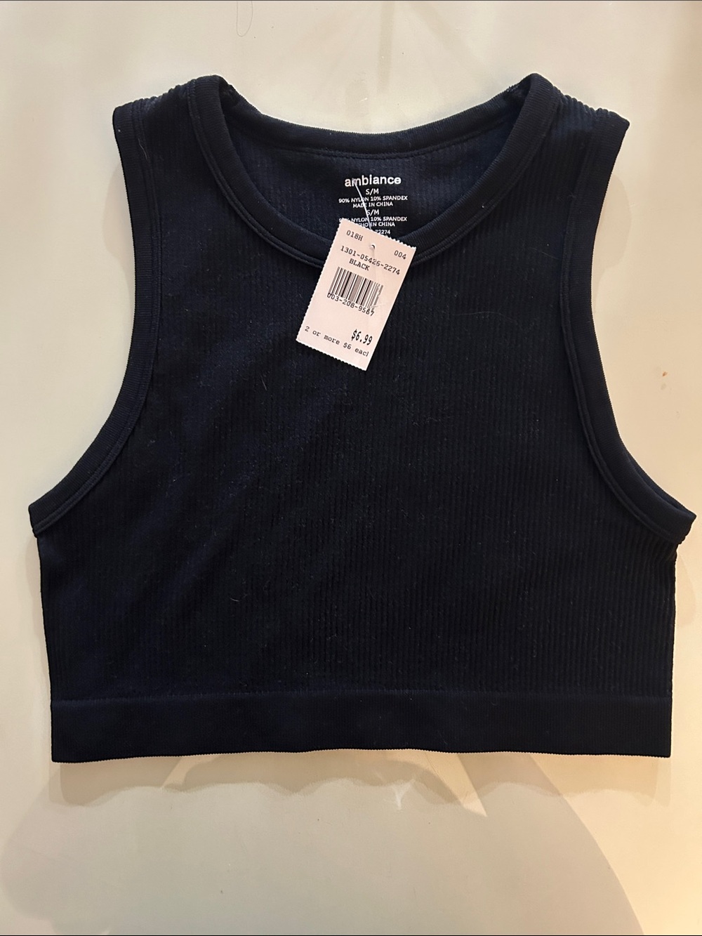 Ambiance Black Ribbed Crop Tank Top